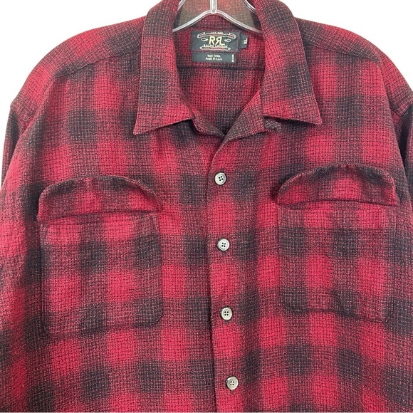 RRL, Ralph Lauren - Men’s Vintage Wool Shirt, Buffalo Check Plaid, Red/Black, XL - Picture 11 of 14